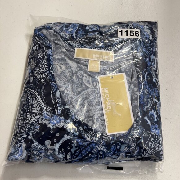 Michael Kors Plus Arabesque Paisley Navy Blue Sleeveless Maxi Sun Dress 2X NWT - Picture 13 of 13